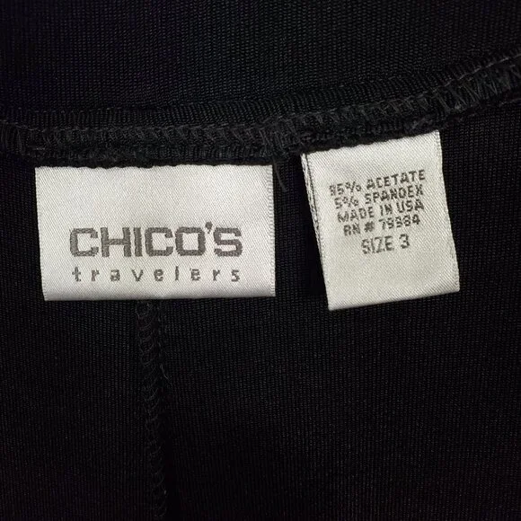 Chicos Travelers 3 Sz XL Skirt Slinky Stretch Full Flared Multi Panel Midi Long - Picture 4 of 9